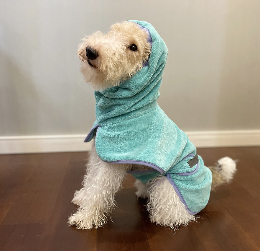Dinosaur Dog Bathrobe and Mitt Set - Hooded Drying Robe with Spines, S to 6XL for 3 to 35kg