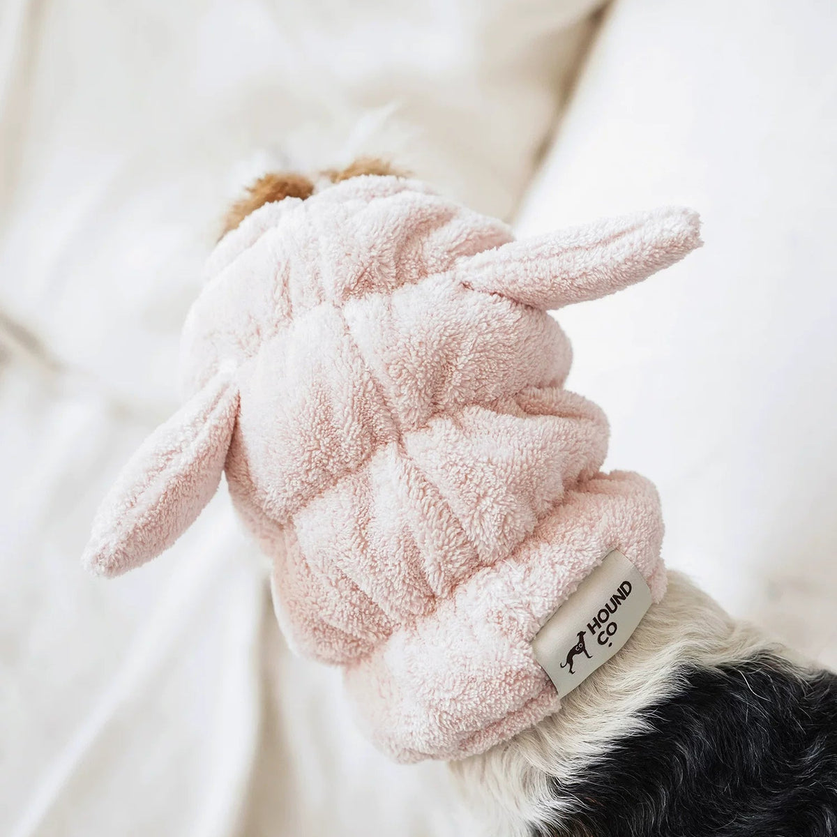 Plush Dog Hood with Decorative Ears – Blue, Pink or Bronze