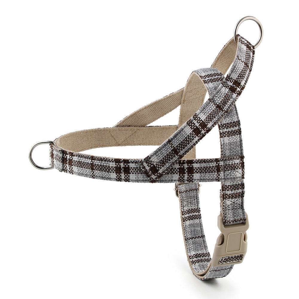 Cotton vest dog harness in Black & Red Check