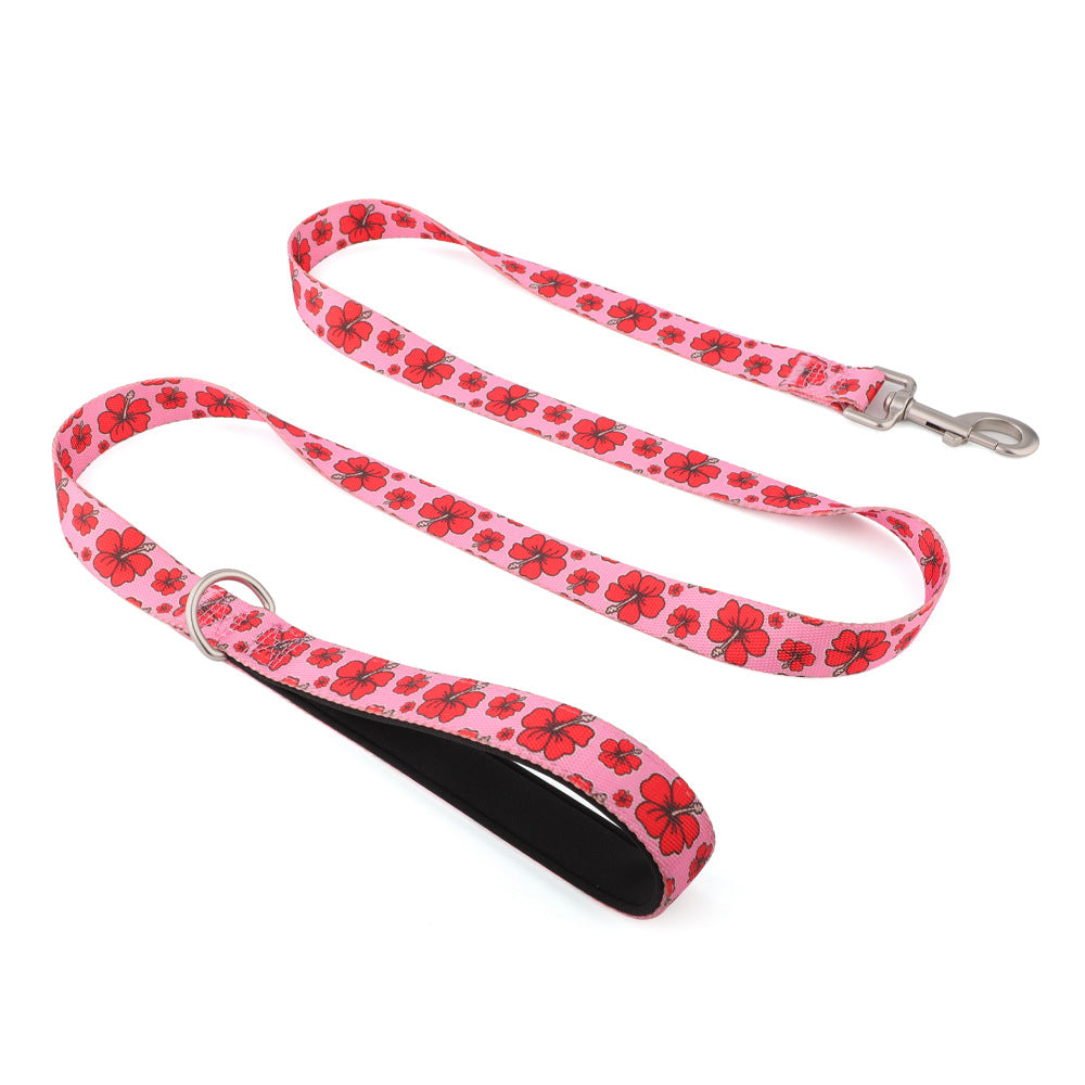 Printed dog lead in the Spring Flowers pattern