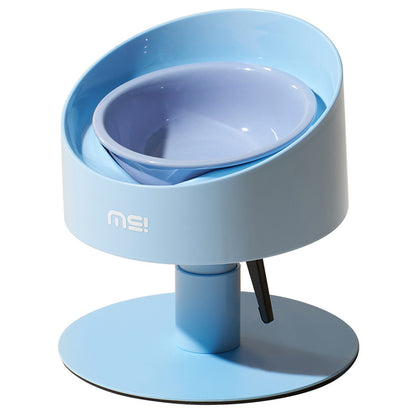 Sunflower Ceramic Pet Bowl - Height-Adjustable Raised Stand for Cats and Small Dogs, Pastel Colours
