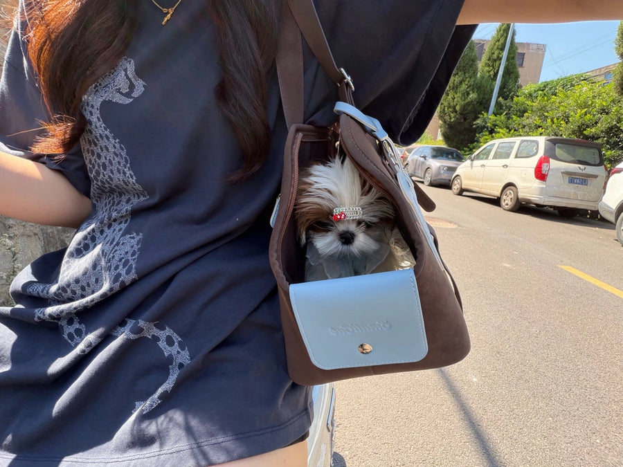 Suede Pet Tote Shoulder Bag – Stylish Dog and Cat Carrier in 3 Sizes for Small Dogs up to 4 kg and Cats up to 6 kg