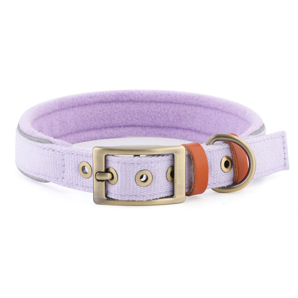 Soft-touch buckle dog collar in Plum