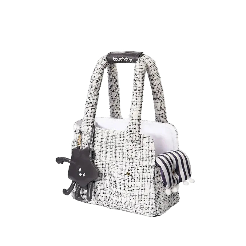 Tweed-Style Pet Carrier Handbag – Hand or Shoulder Dog and Cat Bag for Small to Medium Pets, 3 Colours