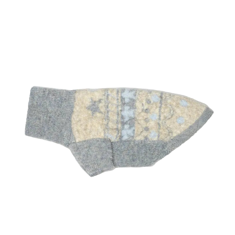 Nordic Pattern Knitted Dog Jumper – Blue and Cream