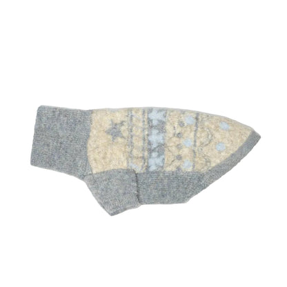 Nordic Pattern Knitted Dog Jumper – Blue and Cream
