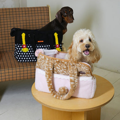 Crossbody Pet Carrier Bag – Portable Hands-Free Carrier for Small Dogs and Cats, Pink or Black
