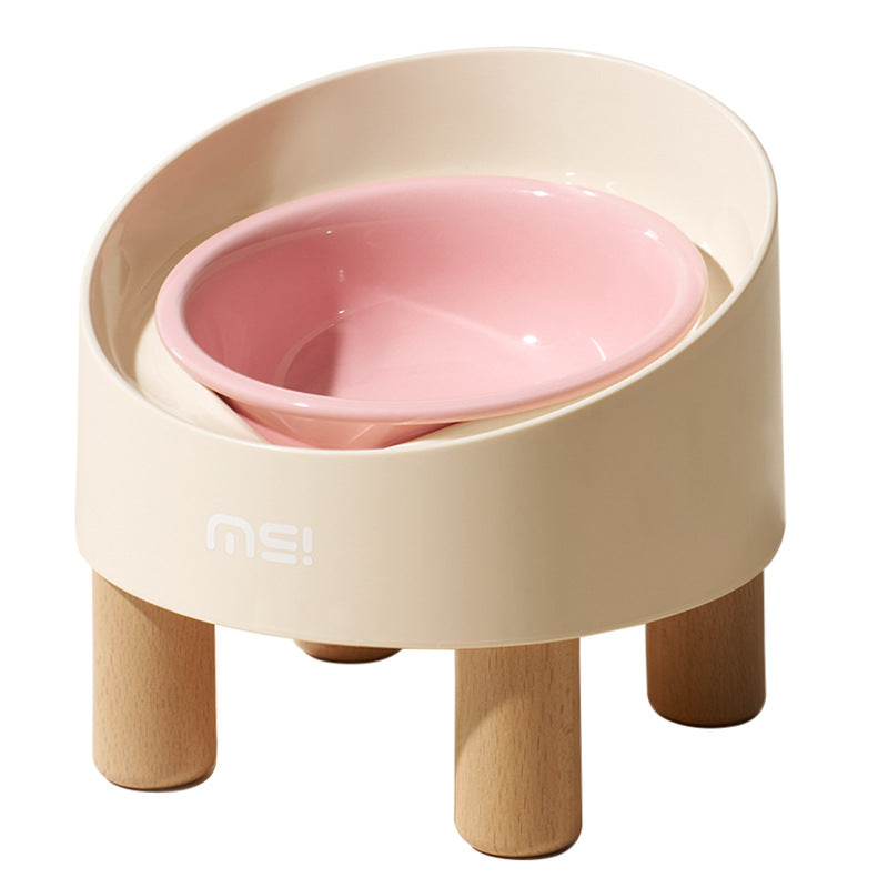 Tilted Raised Ceramic Cat Bowl - Angled Pet Bowl on a Footed Stand for Cats and Small Dogs, Pastel Colours