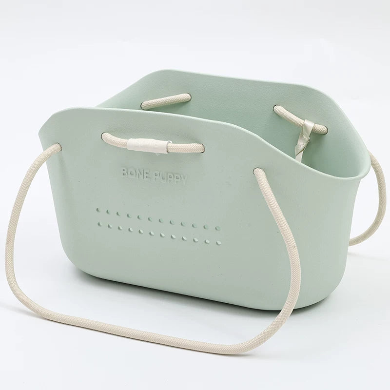 Green breathable pet carrier bag for small dogs and cats