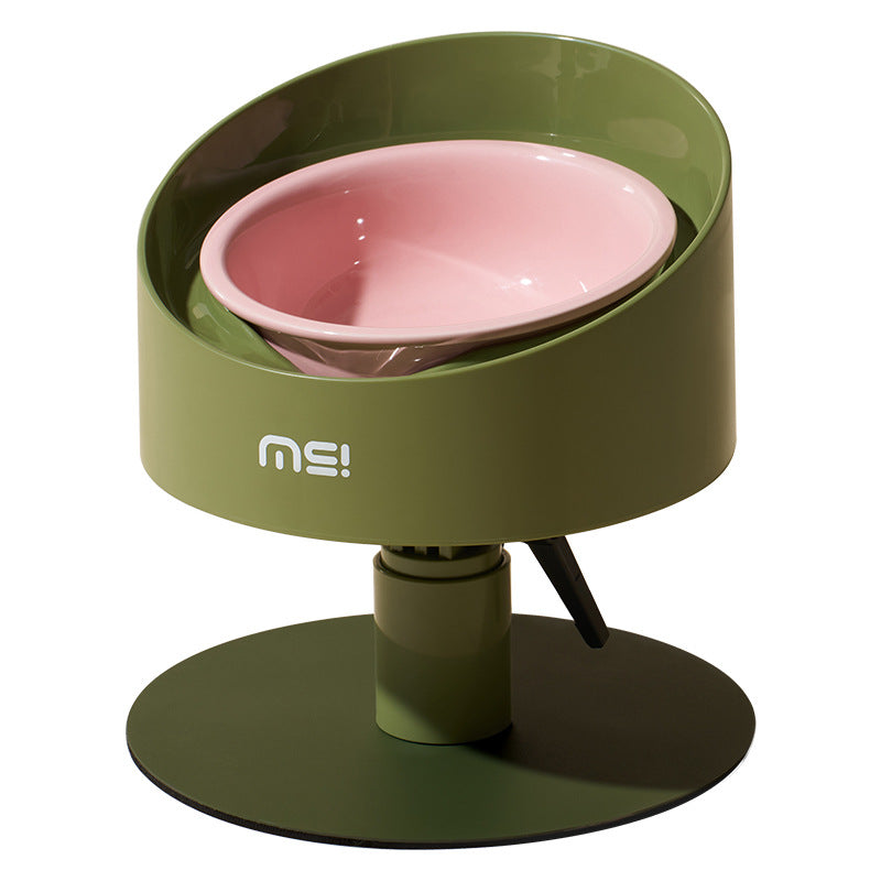 Sunflower Ceramic Pet Bowl - Height-Adjustable Raised Stand for Cats and Small Dogs, Pastel Colours