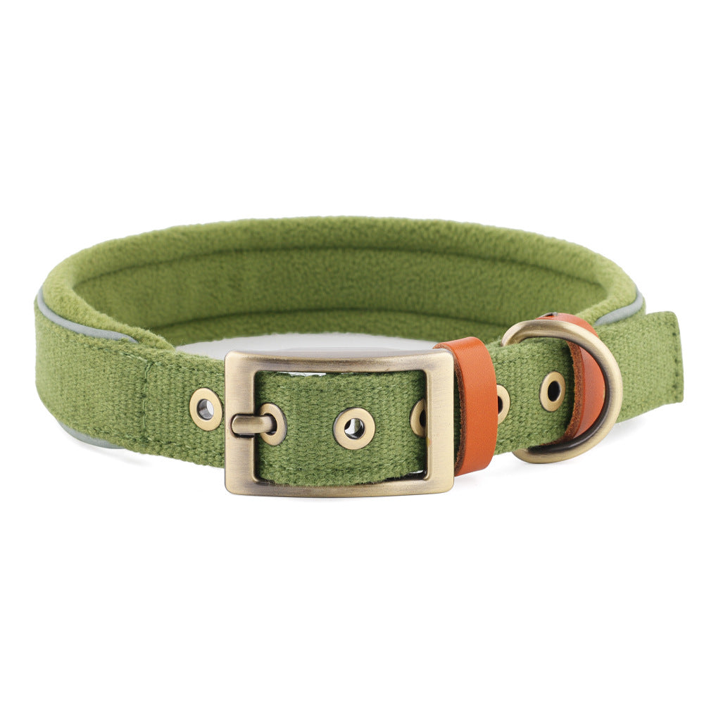 Soft-touch buckle dog collar in Green