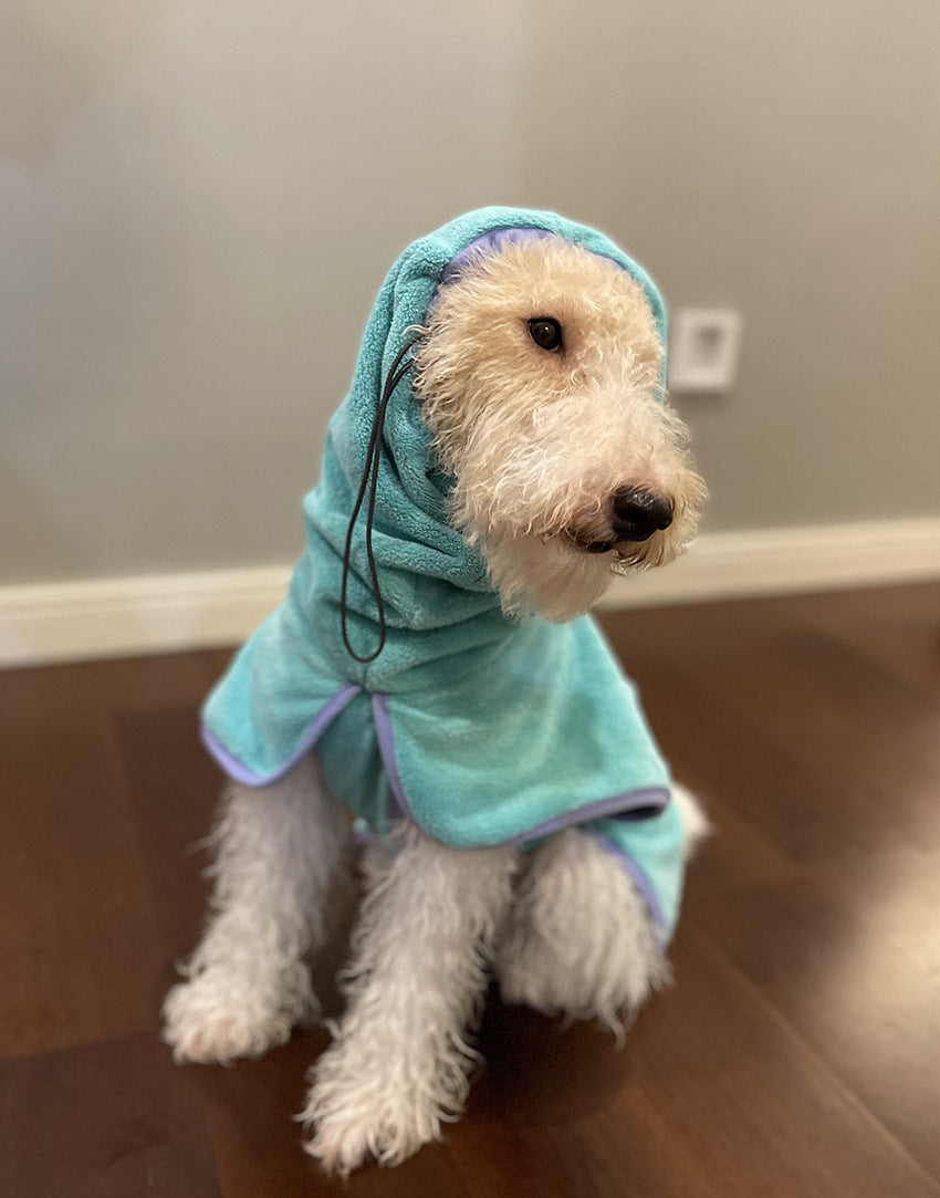 Dinosaur Dog Bathrobe and Mitt Set - Hooded Drying Robe with Spines, S to 6XL for 3 to 35kg