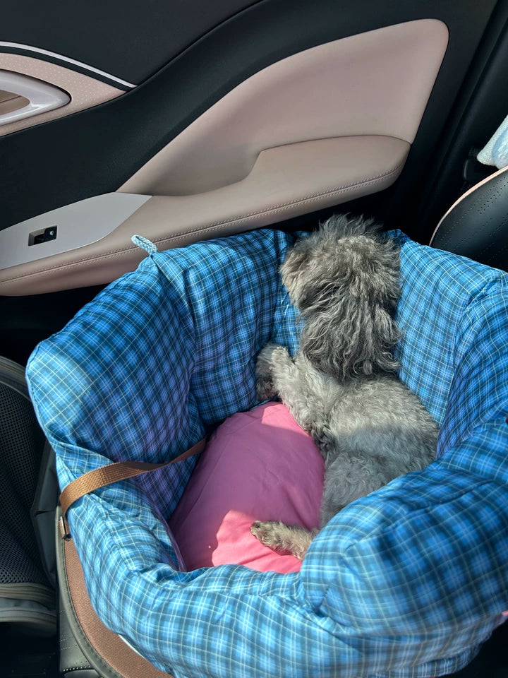Handheld Pet Car Seat Sofa Bed – Portable Dog and Cat Car Bed with Carry Handles, Blue or Yellow
