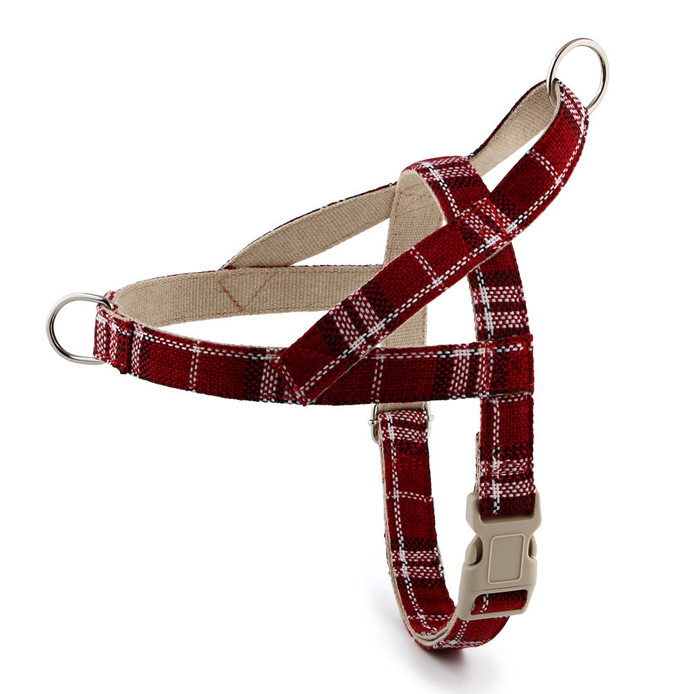 Cotton vest dog harness in Brown Check