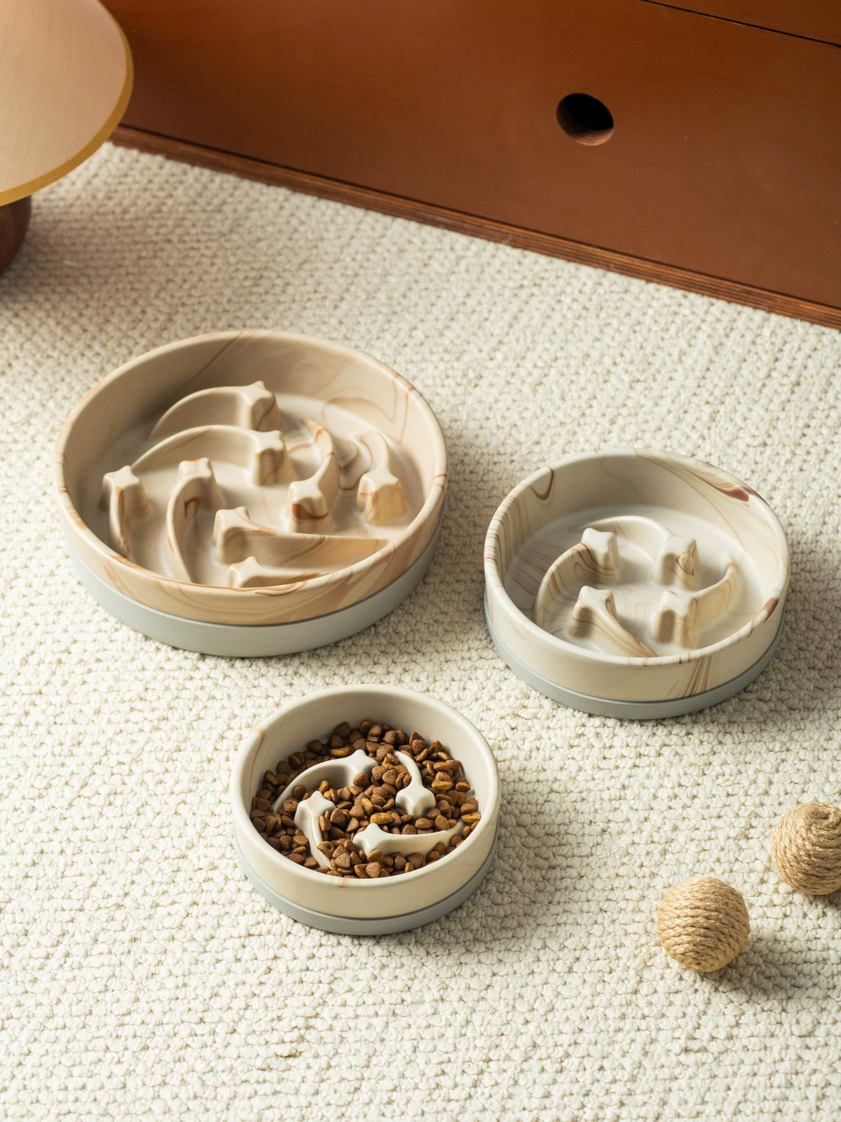 Marble Slow Feeder Bowl with Silicone Ring