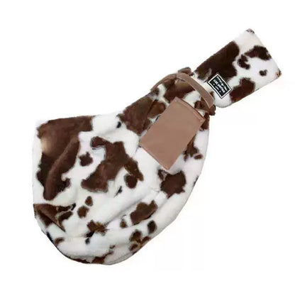 Cow Print warm crossbody pet carrier bag for small dogs and cats