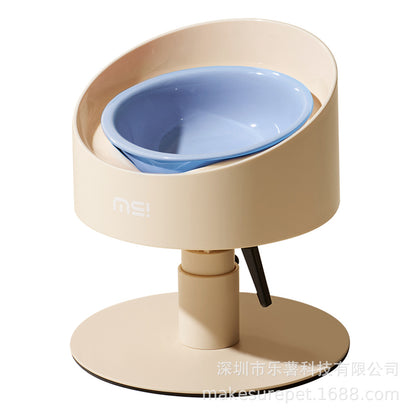 Sunflower Ceramic Pet Bowl - Height-Adjustable Raised Stand for Cats and Small Dogs, Pastel Colours