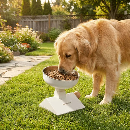 Height-Adjustable Raised Pet Bowl - 304 Stainless Steel Bowl on Elevated Stand for Dogs and Cats