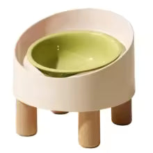 Tilted Raised Ceramic Cat Bowl - Angled Pet Bowl on a Footed Stand for Cats and Small Dogs, Pastel Colours