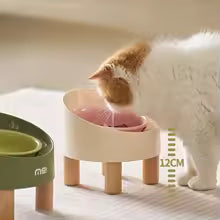 Tilted Raised Ceramic Cat Bowl - Angled Pet Bowl on a Footed Stand for Cats and Small Dogs, Pastel Colours