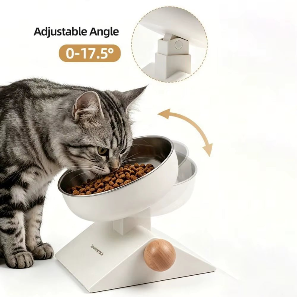 Height-Adjustable Raised Pet Bowl - 304 Stainless Steel Bowl on Elevated Stand for Dogs and Cats
