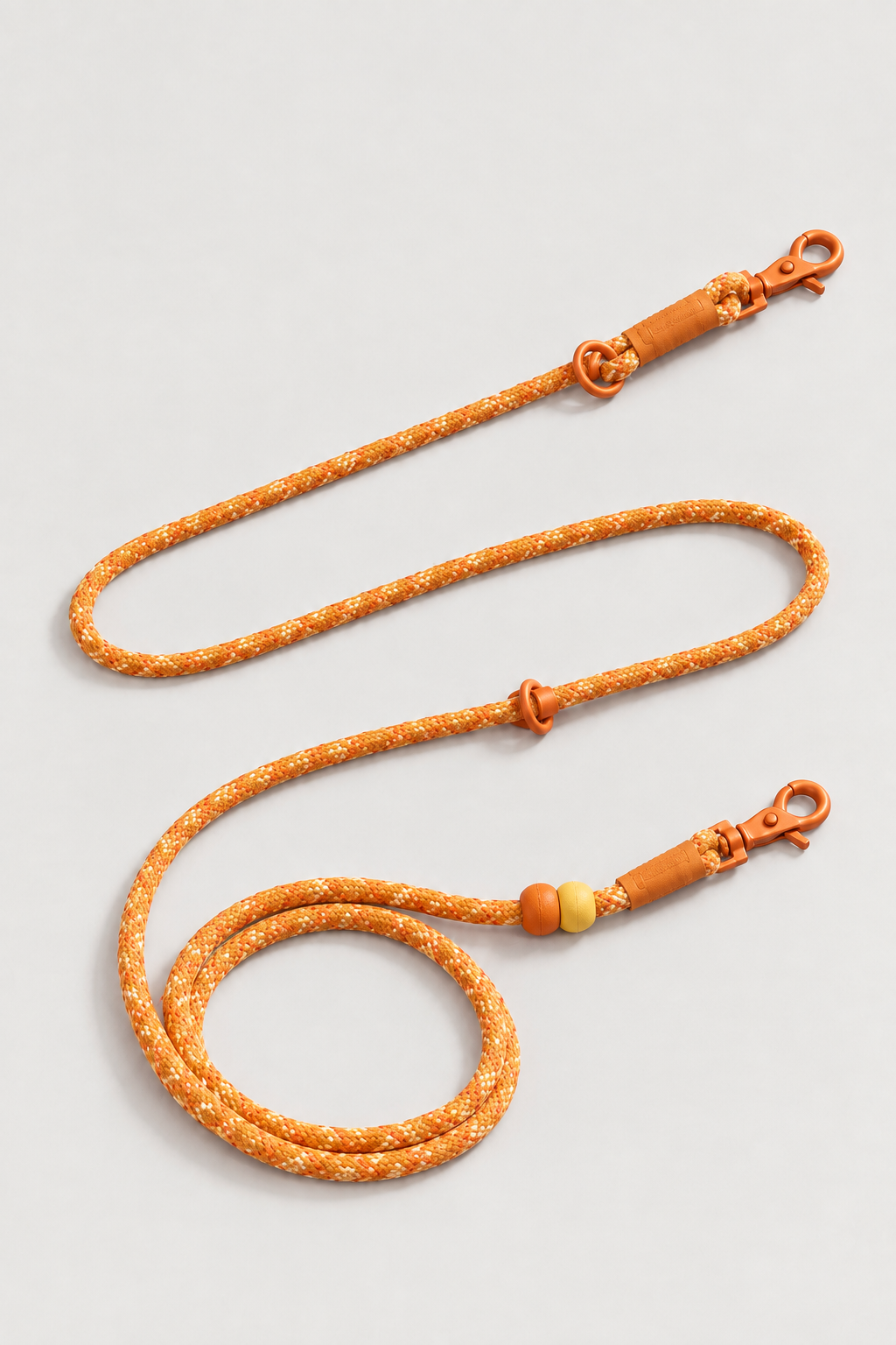 Braided rope dog lead in Amber Orange