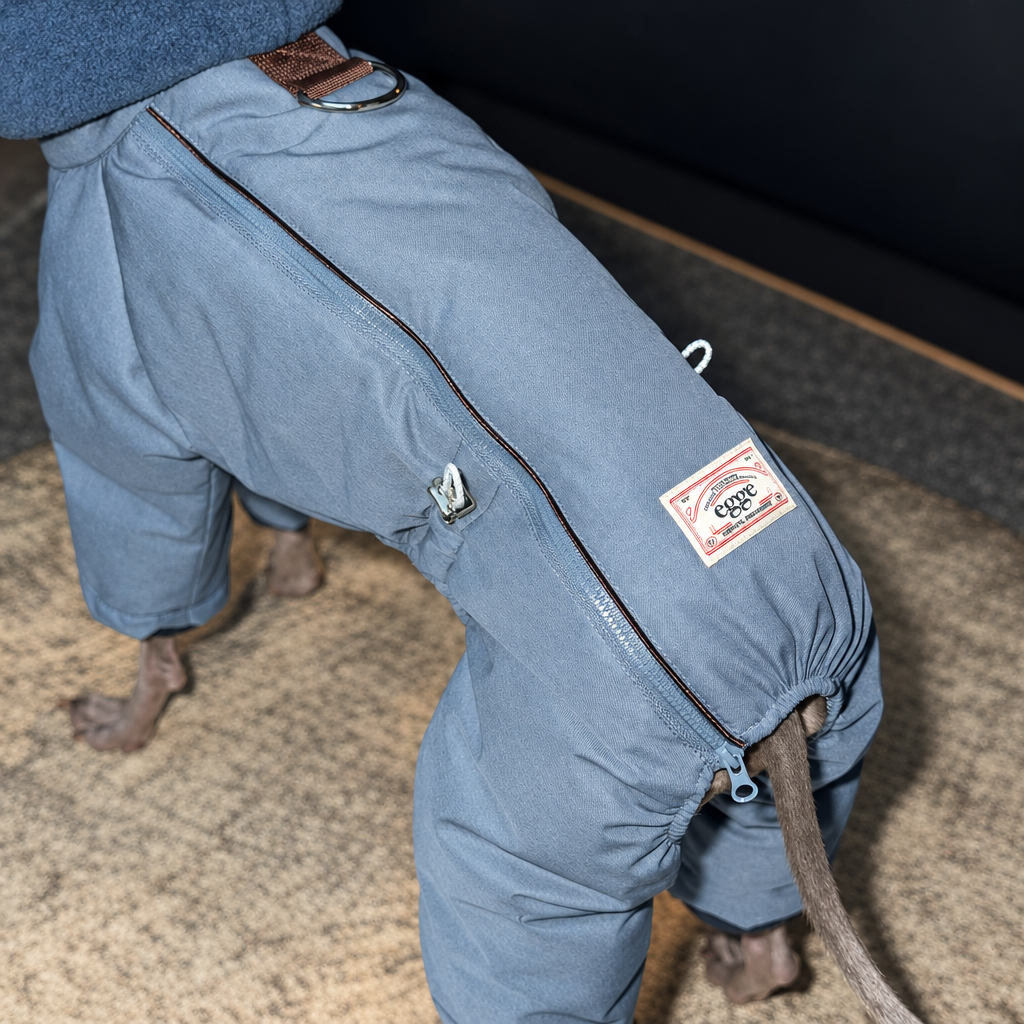 Après blue zip detail