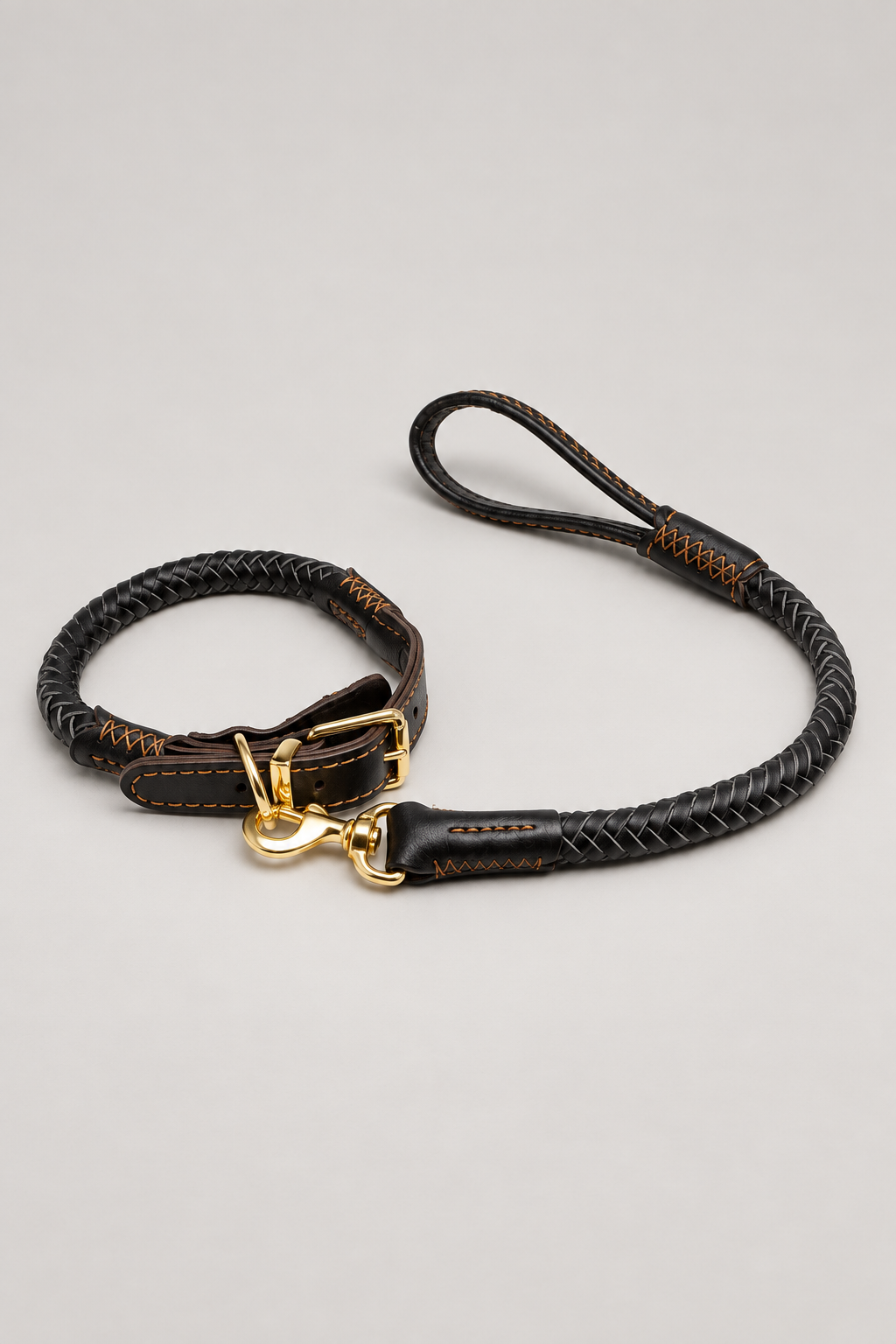 Black braided collar, studio view 7