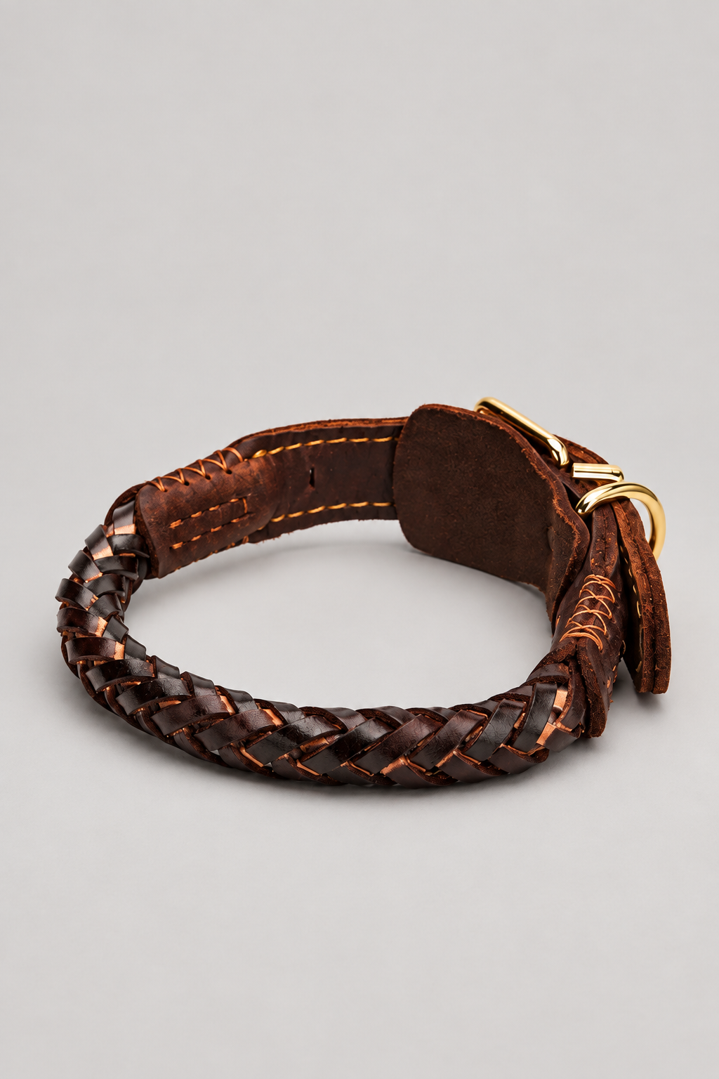 Brown braided collar, studio view 3