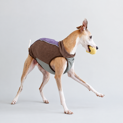 Brown Violet fleece vest walking view