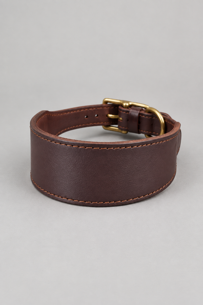 Leather sighthound collar in Chestnut