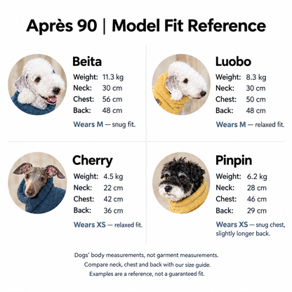 Clean white-background Après 90 model-fit reference