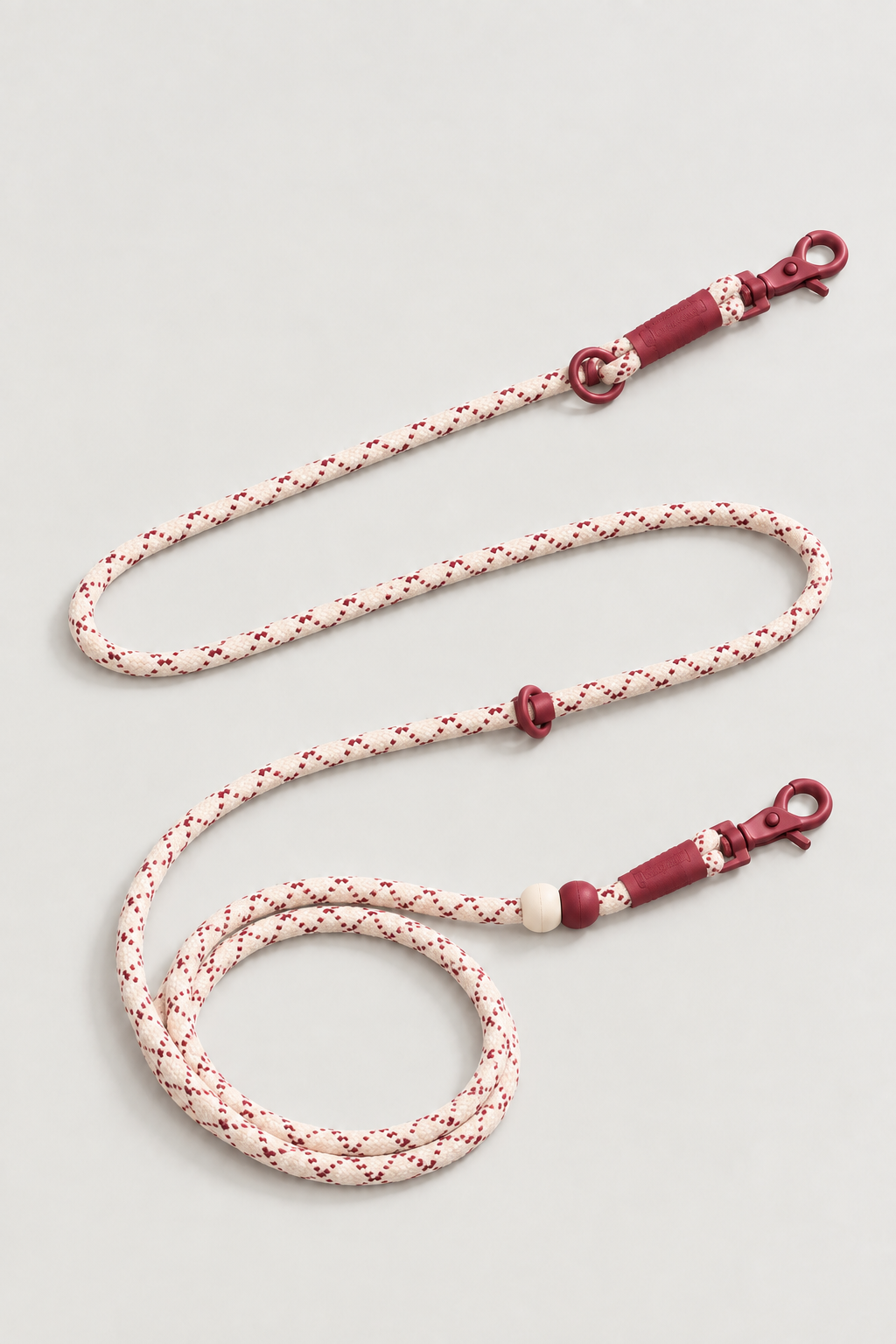 Braided rope dog lead in Cranberry Cream