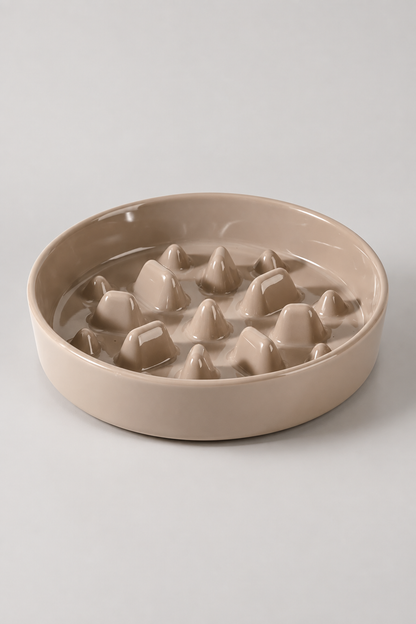 Cream standalone slow feeder bowl