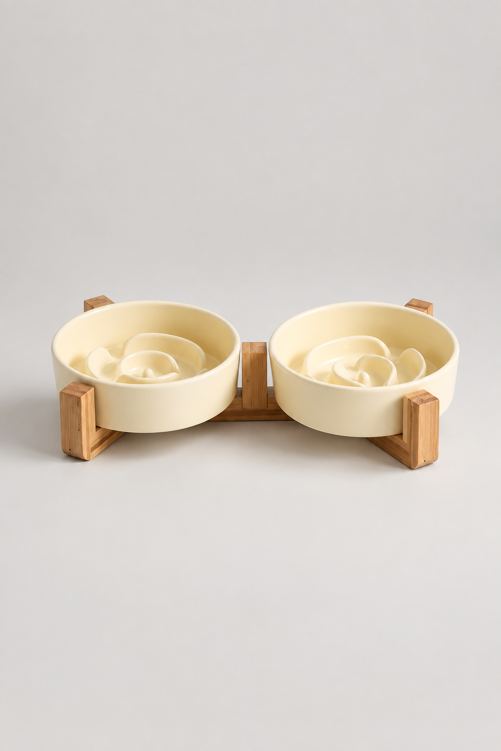 Cream yellow double slow feeder set