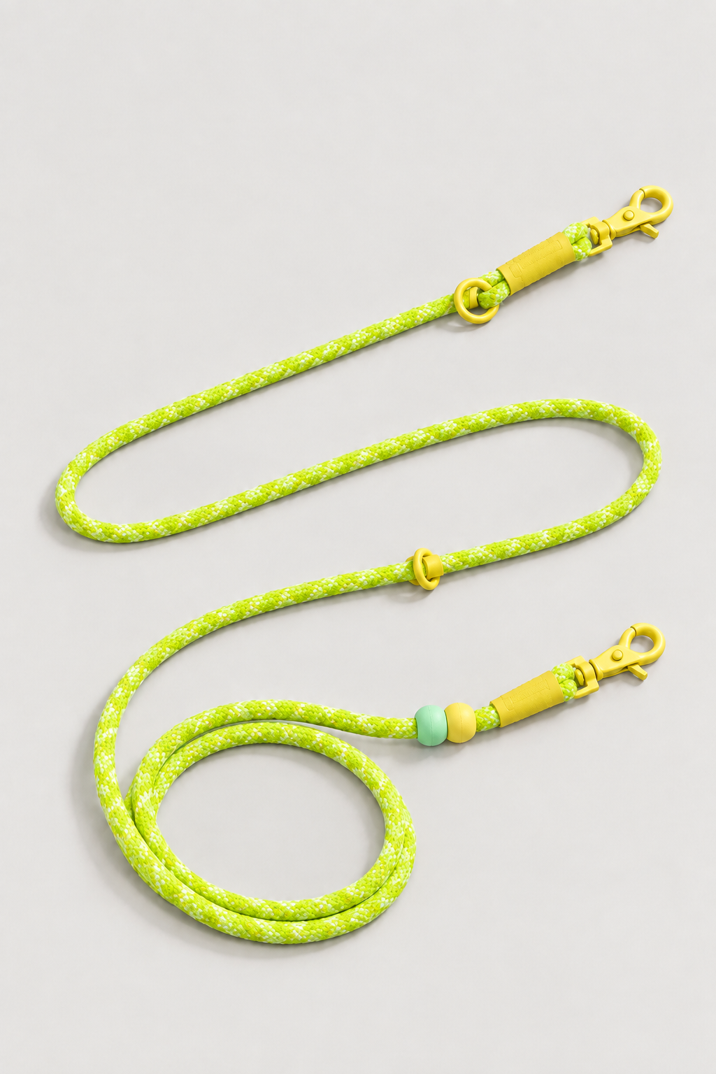 Braided rope dog lead in Cyber Lemon