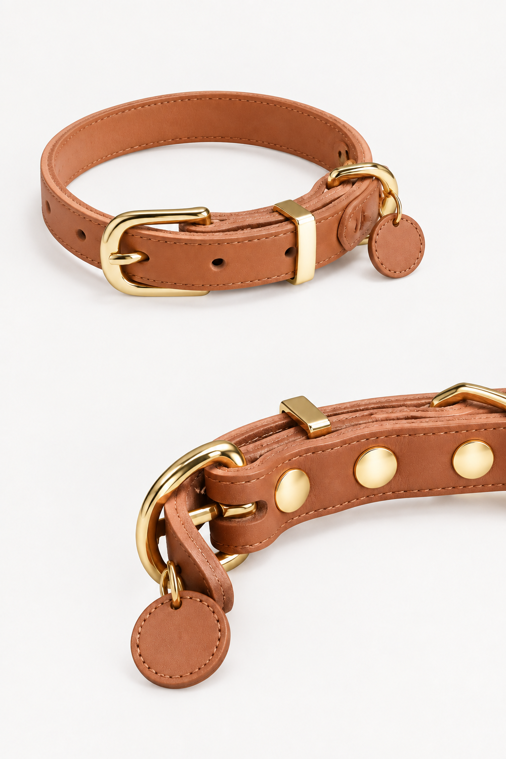 Leather dog collar with gold buckle – view 5
