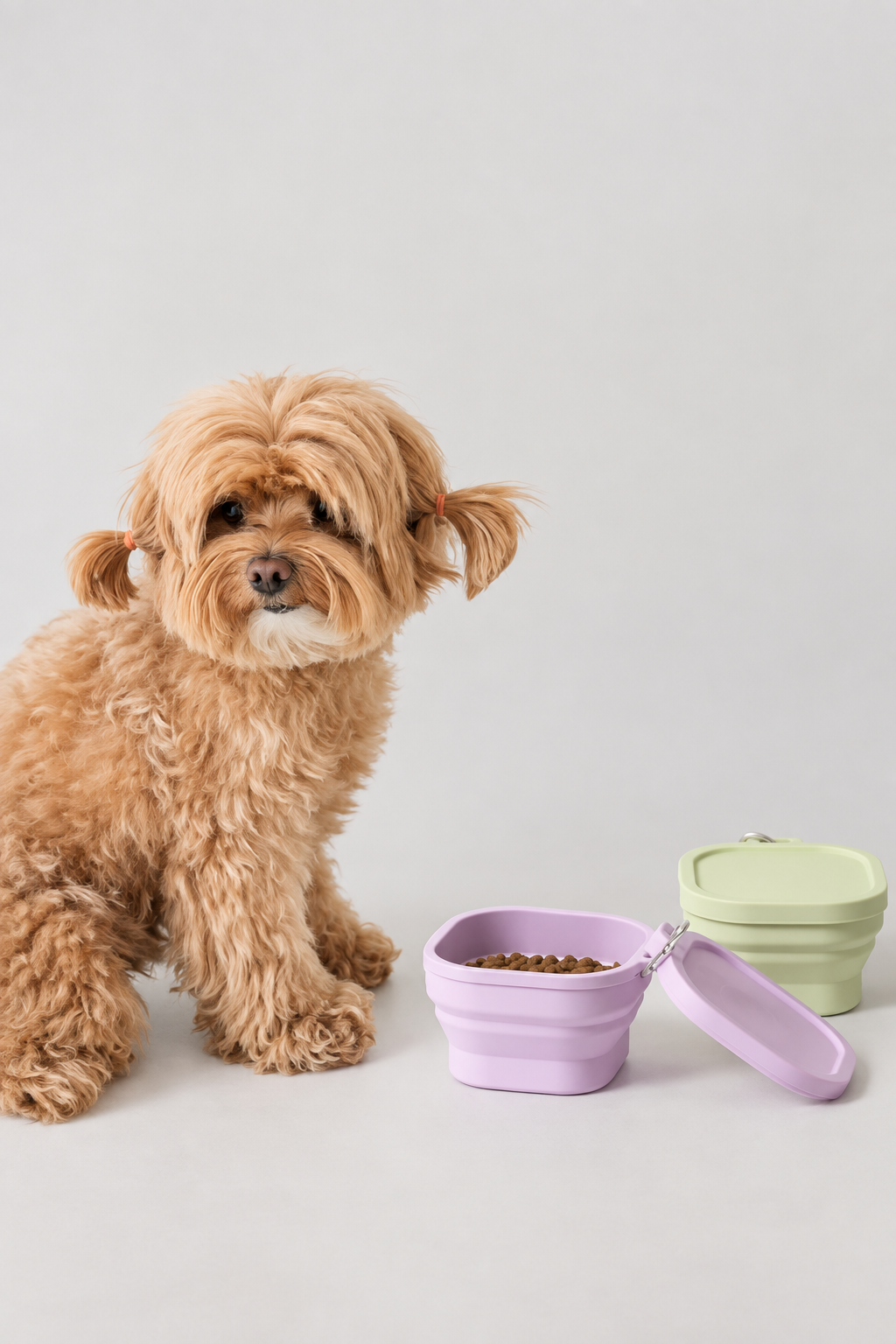 Collapsible dog bowl with lid – view 2