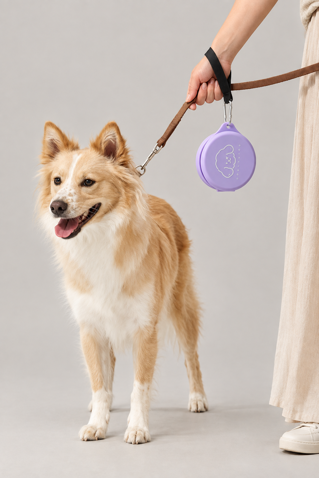 Foldable silicone dog bowl with clip – view 3