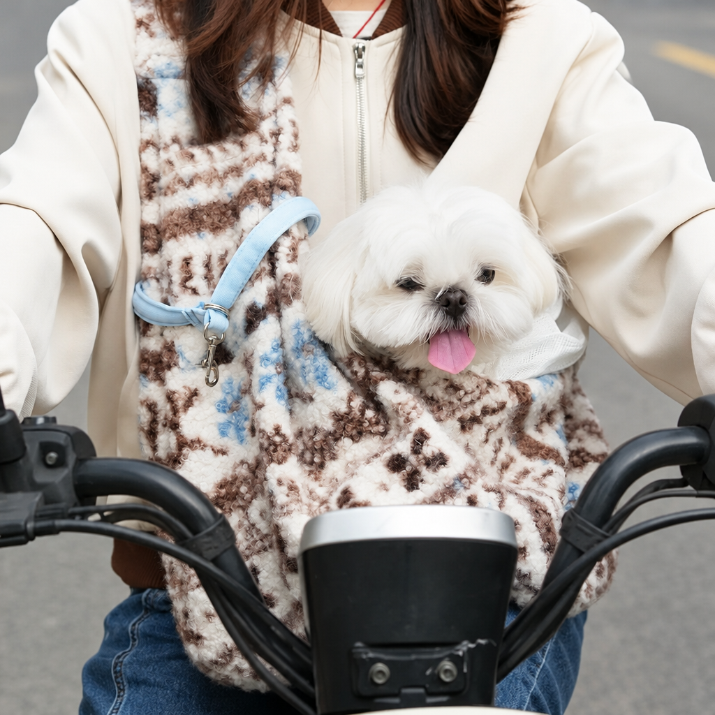 Cradle-Style Pet Crossbody Sling Bag – Hands-Free Breathable Carrier for Small Dogs and Cats
