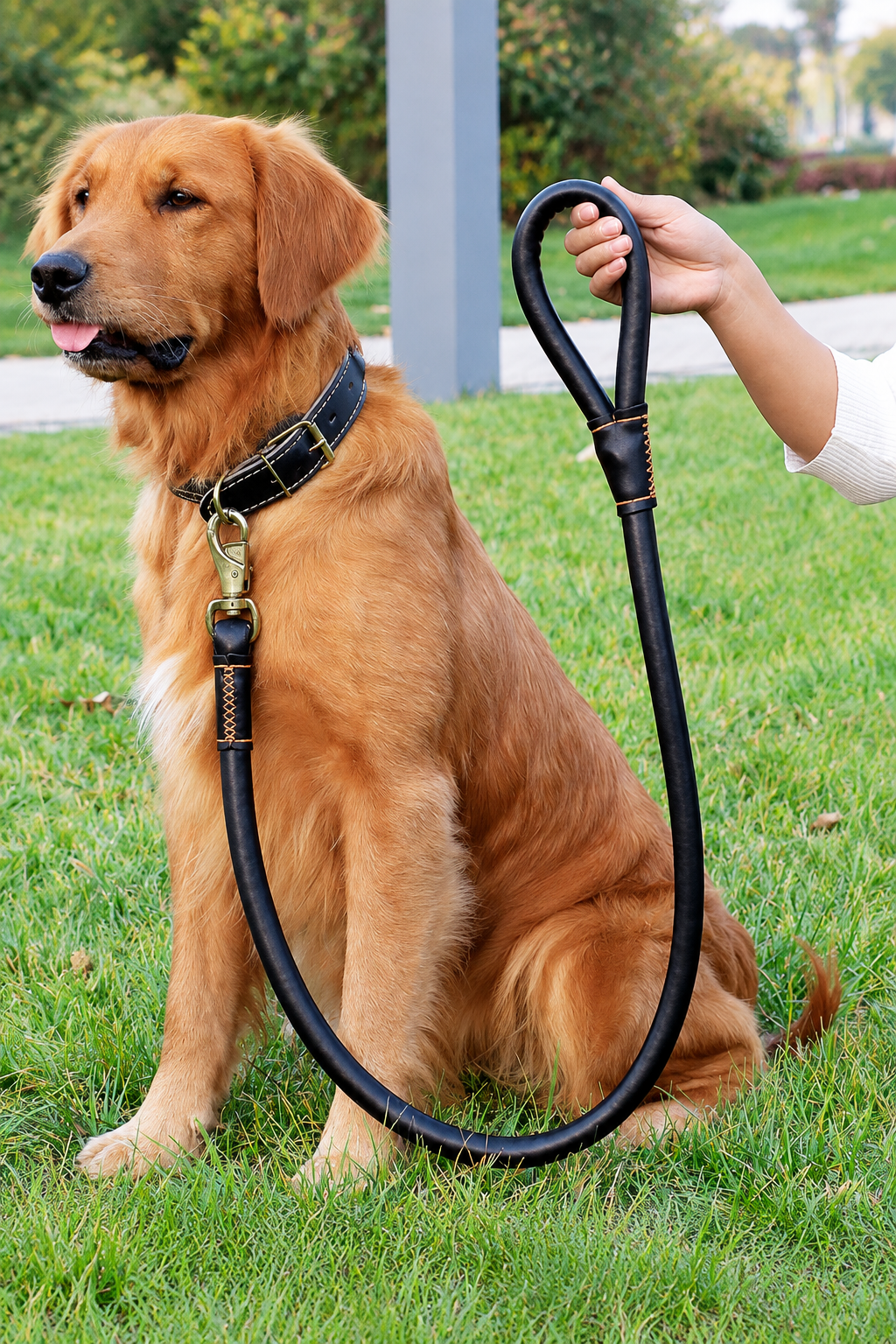PU leather dog collar and lead set – view 3