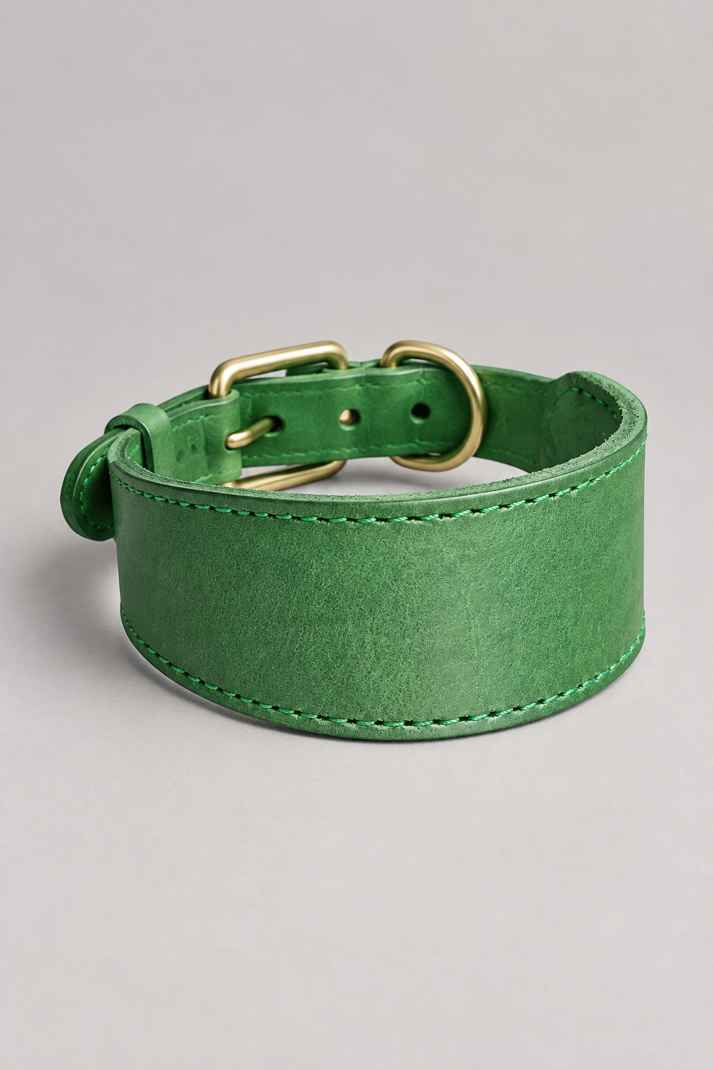 Leather sighthound collar in Forest