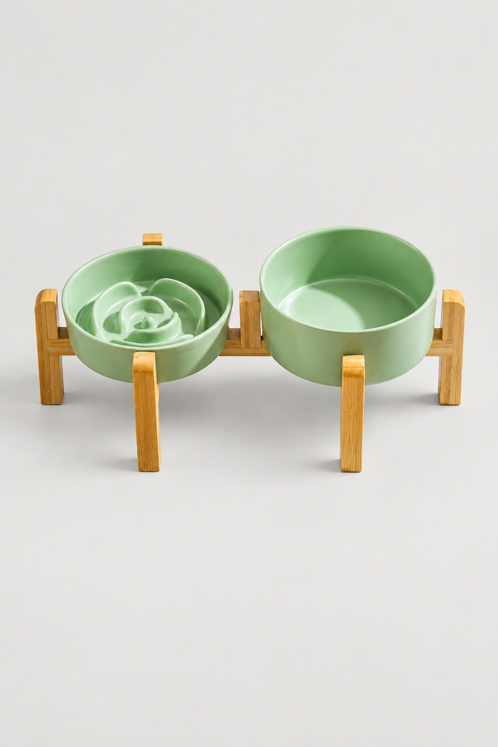 Green raised double bowl set