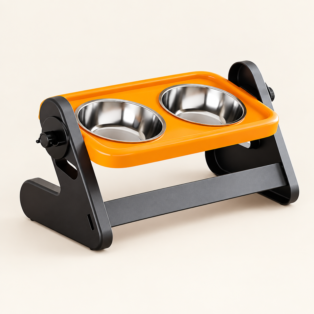 Orange double-bowl studio image