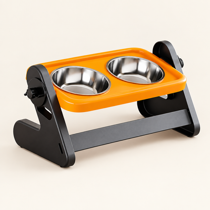 Orange double-bowl studio image