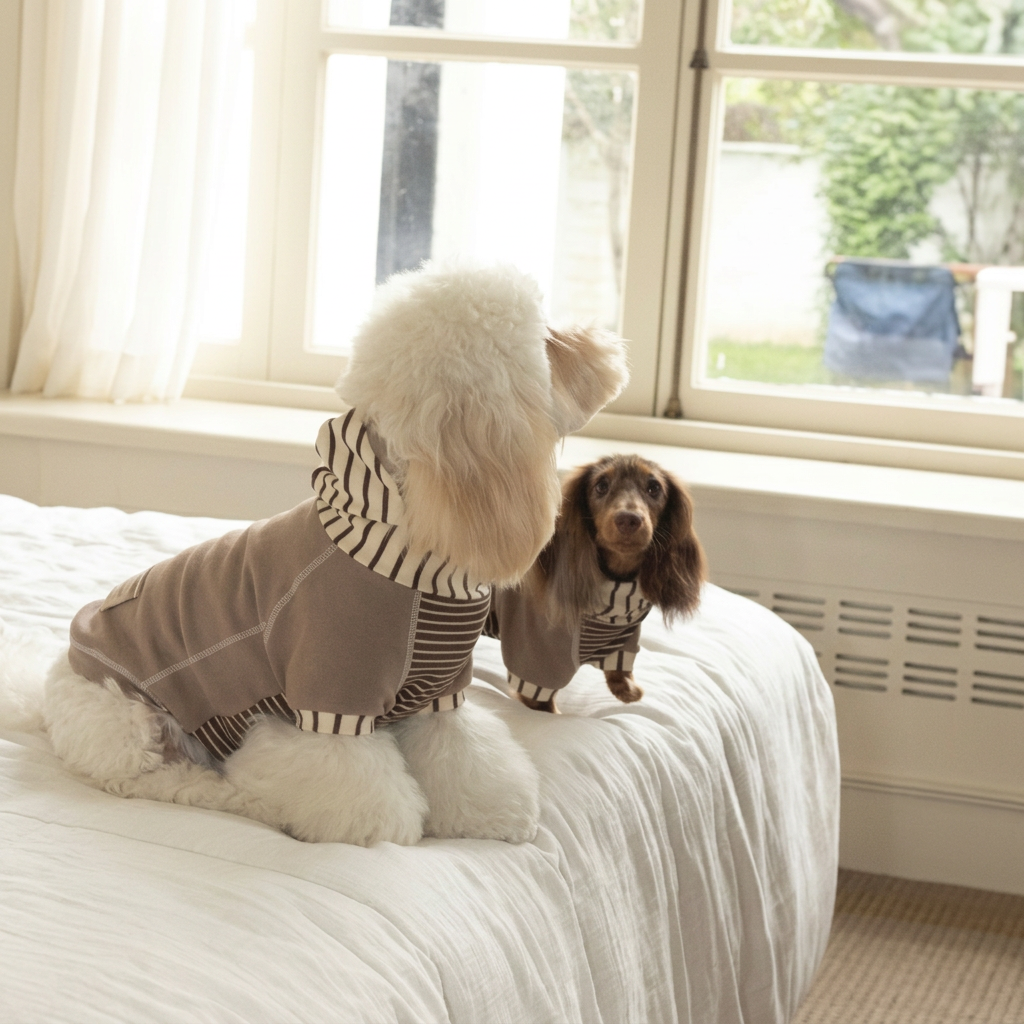 Caramel Stripe Four-Leg Dog Hoodie – Brown