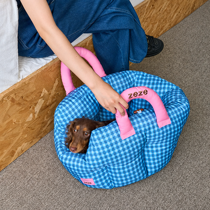 Handheld Pet Car Seat Sofa Bed – Portable Dog and Cat Car Bed with Carry Handles, Blue or Yellow