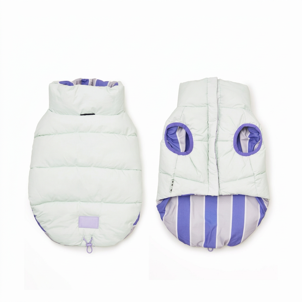 Reversible Striped Dog Vest – Purple or Yellow