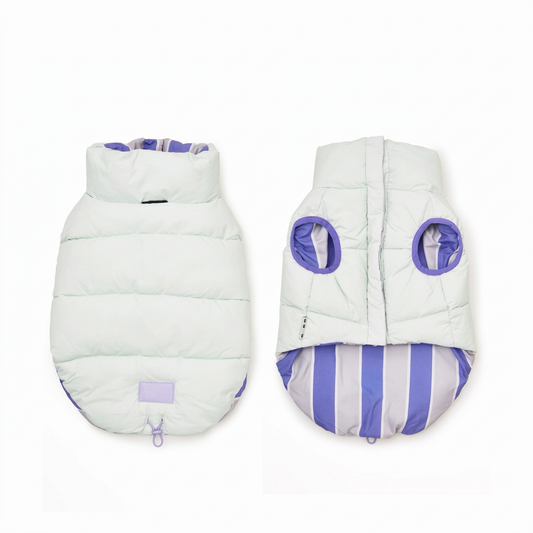 Reversible Striped Dog Vest – Purple or Yellow