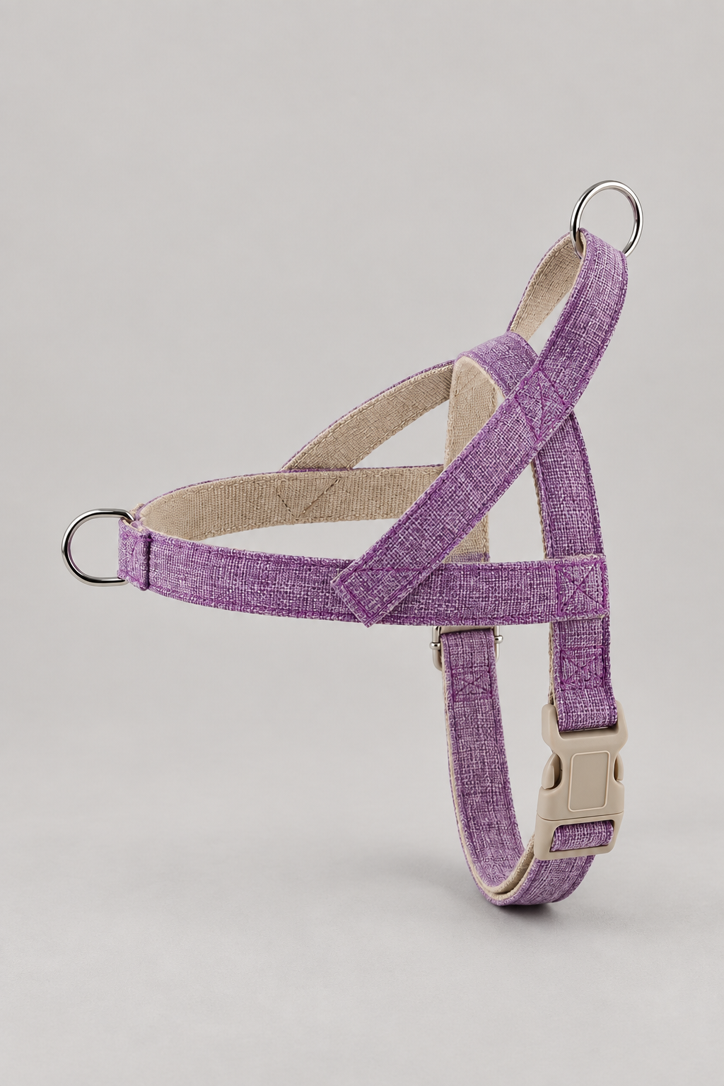 Linen dog harness in Purple